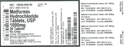 1000mg 30ct (Label Metformin HCl Tabs 1000mg Bpi(10544 058 30) Teva(0093 7214 10) Rev1)